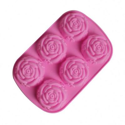 China High Quality Lattice 3D Rose Form Pastry Cake Pudding Jelly Molds Kitchen Accessories DIY Silicone Mold 6 Viable China Supplier for sale