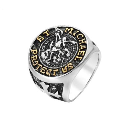 China FASHIONABLE Customize Men's Ring Vintage Wax Myth Men's Titanium Stainless Steel Gold Plated Rings for sale