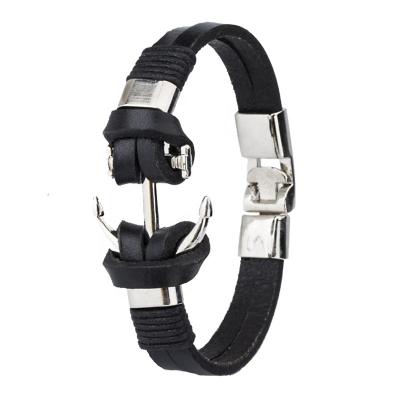 China Fashion Make Your Own New Mens Bracelet Man Stainless Steel Leather Bracelet for sale