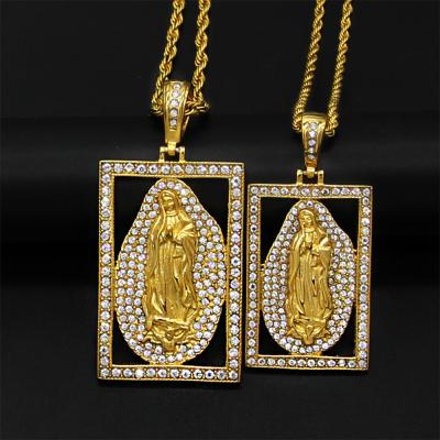 China FASHIONABLE Religious Pendant Virgin Mary Necklace Trend Engraving Gold Plated Stainless Steel Pendants for sale