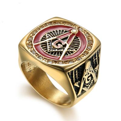 China Religious European and American Religious Jewelry Custom Rings Men's Gold Stainless Steel Enamel Ring Heart for sale