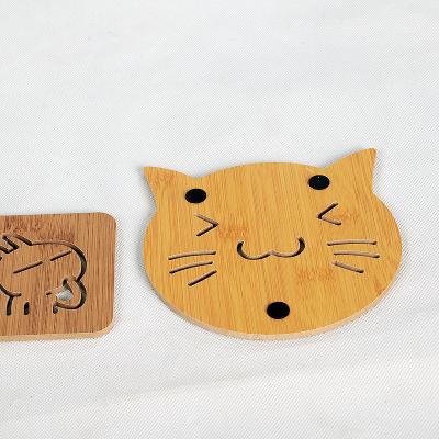 China Customized Viable Creative Cartoon Table Coasters Wooden Coffee Coasters For Home Use for sale