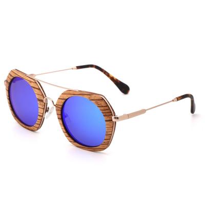 China Wooden Polarized Sunglasses Men Wooden+Metal+Acetate Lens Shades Zebra Sunglasses High Quality Wooden Lamination for sale