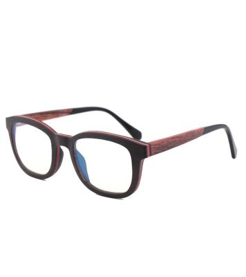 China High Quality Handmade Black Acetate Ebony Zebra Walnut Square Retro Anti Blue Lens Light Glasses Frames With Clear Lens for sale