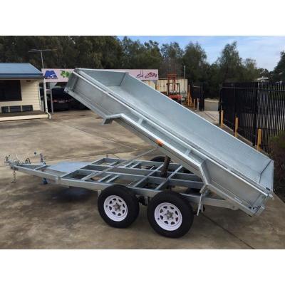 China 2000kg 10 X 5 Tandem Trailer / Galvanised Tipper Trailer With Checker Plate Rolled Body for sale