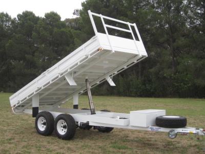 China Cusotm Color Steel 10x6 Hydraulic Tipper Trailer , Single Axle Tipper Trailer Australian Standard for sale