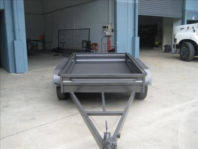 China Custom Galvanized 8x5 Tandem Flatbed Trailer With 4000 KG Load Capacity for sale