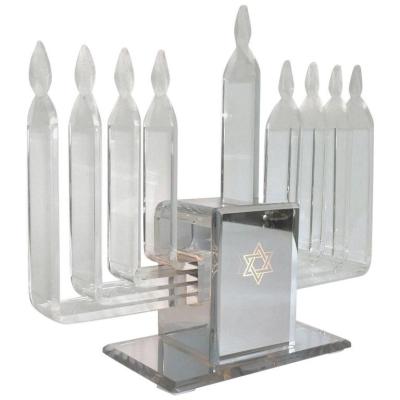 China Retro Storage Hanukkah Clear Acrylic Electric Candlestick Medieval Modern Jewish for sale