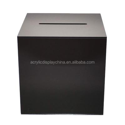 China Eco-friendly Customize Size And Clear White Black Or Customize Color Acrylic Donation Savings Bank Box for sale