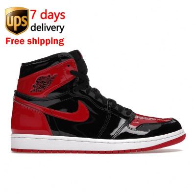 China EVA Jordan 1 Retro High OG Patent 555088-063 Bred Se Men Women Black White Air Jordan 1 Highs Bred Toe Womens for sale