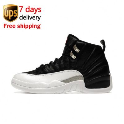 China EVA CT8013-006 EVA Finals Finals Black And White Blue Red White Air Jordan 12 Retro Mens Shoes for sale