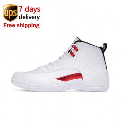 China CT8013-106 EVA Twist Finals Black And White Red Blue Air Jordan Nike 12 Retro Mens Shoes for sale