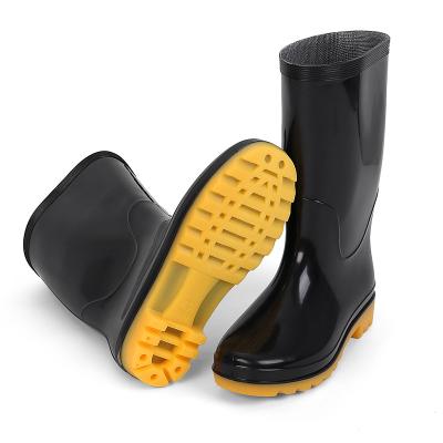 China Lightweight Work Boots Rain For Construction Tall Boot Shoe For Woman Black Plastic-Rain-Boots for sale