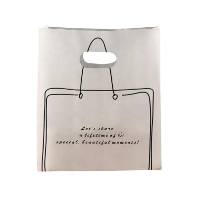 China Wholesale Colorful Custom BIODEGRADABLE Printed Logo Biodegradable Die Cut Handle Plastic Packaging Shopping Bag Dessert Bag for sale