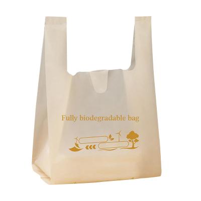 China Customized Logo BIODEGRADABLE Cornstarch + PBAT +PLA Degradable Grocery Packaging Shopping Biodegradable Plastic Bags for sale