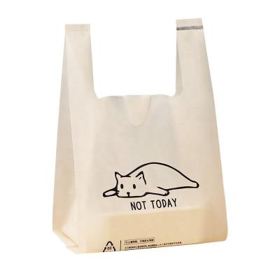 China BIODEGRADABLE Biodegradable Plastic Carrying Tote Bag With Logos Handle Plastic Bag With Handles for sale