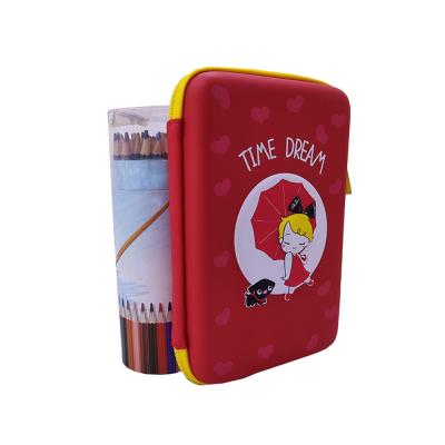 China Schools & High Quality Customized Eva Storage Pencil Box Manufacturer Offices Kids Pencil Case Big Space Inside 3D Students Pencil Case for sale