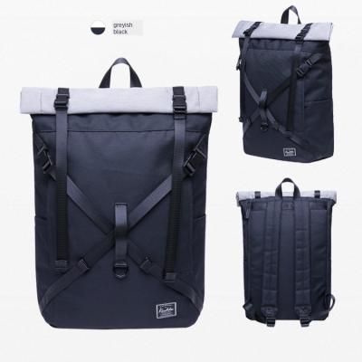 China Wholesale Waterproof Nylon Roll Up Top Bag Rolling Black Waterproof Travel Laptop Bagpack Backpack With Men for sale