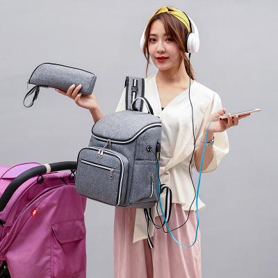 China With USB Multifunctional Wholesale 2 in 1 Insulated Bags Tote Bags saco de fraldas Backpack Mummy Baby Nappy Diaper for sale