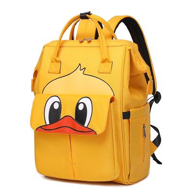 China Universal Waterproof Cartoon Bagpack Mommy Shoulder Baby Diaper Universal Mother Bags Diaper Backpack With Duck Raccoon Pig Pattern for sale