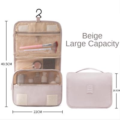 China Wholesale Custom Portable Storage Bags Fashion Toiletry Travel Makeup Cosmetic Case Organizer Wash Cosmetic Bag With Hanging Hook for sale