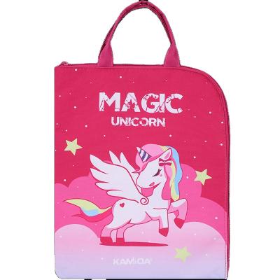 China Reusable Portable Unicorn Shopping Promotion Kids Tote Bags Cartoon Polyester Grils Custom Boys Handbags for sale