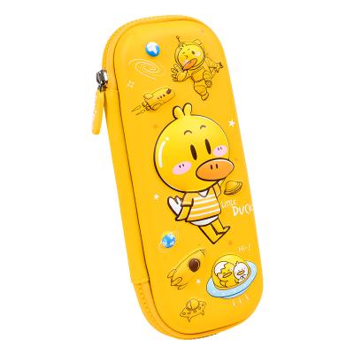 China Latest\Fasion\Popular School Cartuchera 3D Duck Shape Embossed Hard Yellow EVA Stationery Penbag Pencil Case Cartoon For Girls for sale