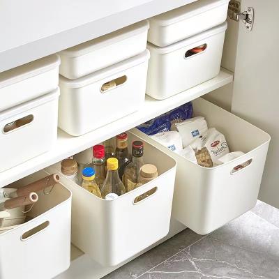 China Multifunctional Thickened Storage Box Viable Home Organization Storage Basket Sundries Storage Box Plastic Lid Optional for sale