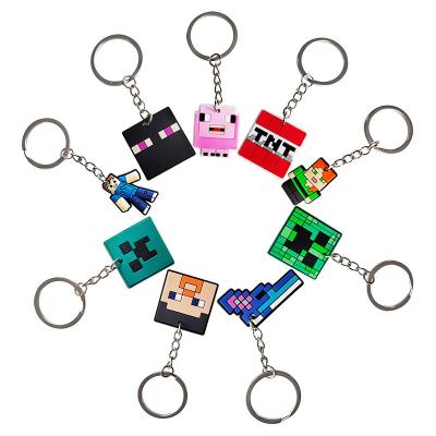 China Cute Self-Defense MC Cartoon Accessories PVC Mini Key Chain Soft Rubber Schoolbag Pendant for sale