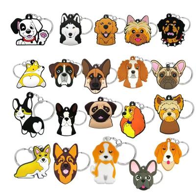 China Self-defense PVC cartoon cute LOGO key chain animal support customized cute puppy key accessories for sale