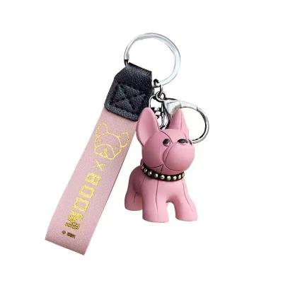 China Fation Cartoon Bull Terrier Doll Puppy Promotional Resin PVC Dog Doll Key Chain Keychain Cute Creative Gift For Women Men for sale