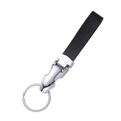 China Advertising High Quality Metal Black Key Leather Creative Gifts Car Sublimation Blank Leopard Key Chain for sale