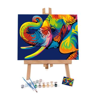 China Wholesale Abstract Animal CLASSIC Diy Drawing Colorful Head Elephant Art Acrylic Paint By Numbers With Frame for sale