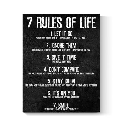 China Modern Size 12x16 Inch 7 Rules Of Life Motivational Perfect Poster Canvas Print For Bedroom Or Home Office Decor for sale