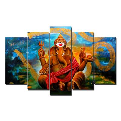 China 5 Piece Modern Wall Art Ganesha Paintings On Canvas for sale