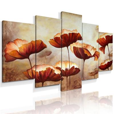 China Modern 5 Panels Personalized Custom Split Lotus Leaf Painting Canvas Prints for sale