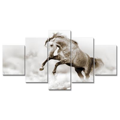 China Custom 5 Pcs Running Abstract Animal Horses Picture Home Decor Paintings Canvas Wall Art for sale