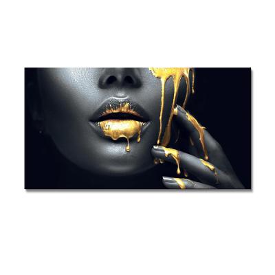 China Wholesale Modern African Girl Woman Wall Art Canvas Print Posters And Prints Canvas Prints Modern Golden for sale