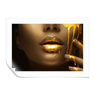 China Wholesale Price Classic Gold African Woman Art Print Custom Frameless Service Rolled Canvas Print On Canvas for sale