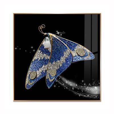 China Modern Real Picture Butterfly Glass Wall Art Acrylic Painting for sale