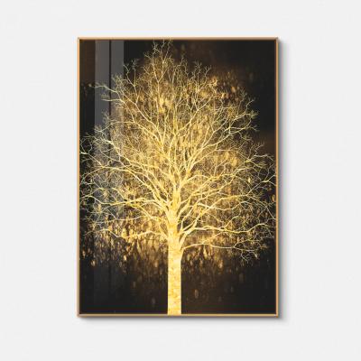 China Custom Modern Home Decoration Gold Tree Wall Plexiglass Art Print for sale