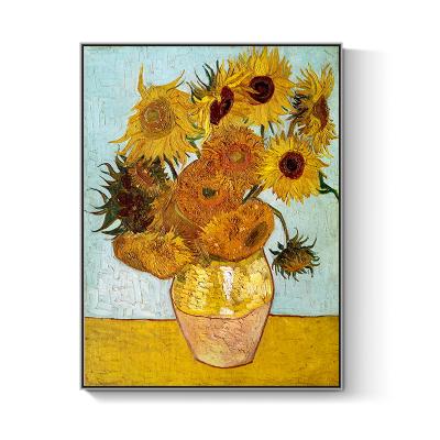 China Shenzhen Dafen Village Famous Sunflower Vincent Van Gogh Classic Reproduction Framed Classic Oil Painting for sale