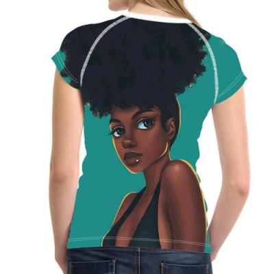 China Other Heat Transfer Black Afro Girl Custom Printable Iron On Transfer Afro Lady Rhinestone For Shirts for sale