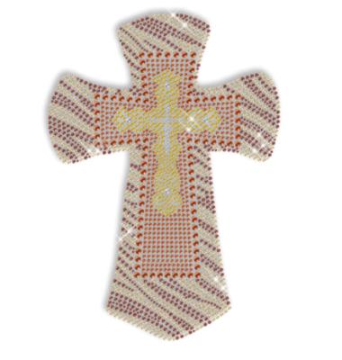 China colorful 3D rhinestone and hot fix Nainhead cross design for sale