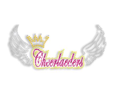 China Flatback Cheerleaders Crown Wings Rhinestone Glitter Iron On Transfer Pattern for sale