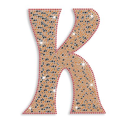 China Flatback Bling Capital Letter K Rhinestone Iron On Transfer for sale