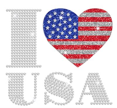 China Flatback Vote and American Flag Rhinestone Heat Transfer Design for sale