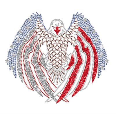 China Flatback American Flag Eagle Spread The Wings Glitter Rhinestone Iron On for sale