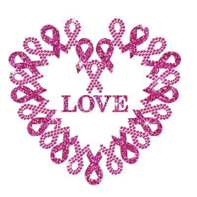 China Flatback Bling Love Rhinestud Decal DIY Heat Transfer Rhinestone Pink Hot Stamping Rhinestone Heat Transfer for sale