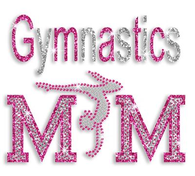 China Pink Flatback Bling Gym Mom Glitter Rhinestone Hotfix Transfer for sale